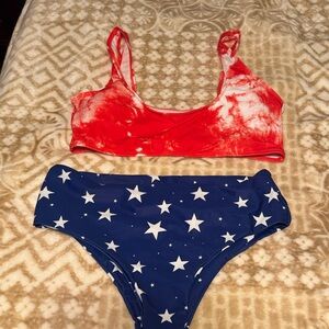 SHEIN Red and Blue Star Bikini Set